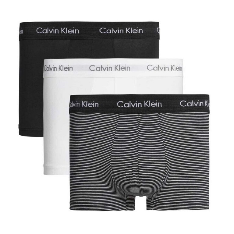 Calvin Klein Underwear Boxershorts Low Rise Trunk (Cotton) Multicoloured Stripes White/Black Men's - 3 Pieces