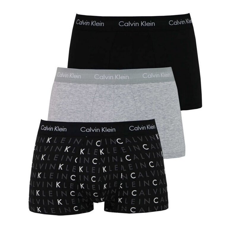 Calvin Klein Underwear Low Rise Trunk Boxers (Cotton) Multicoloured Grey/Black Men's - 3 Pack
