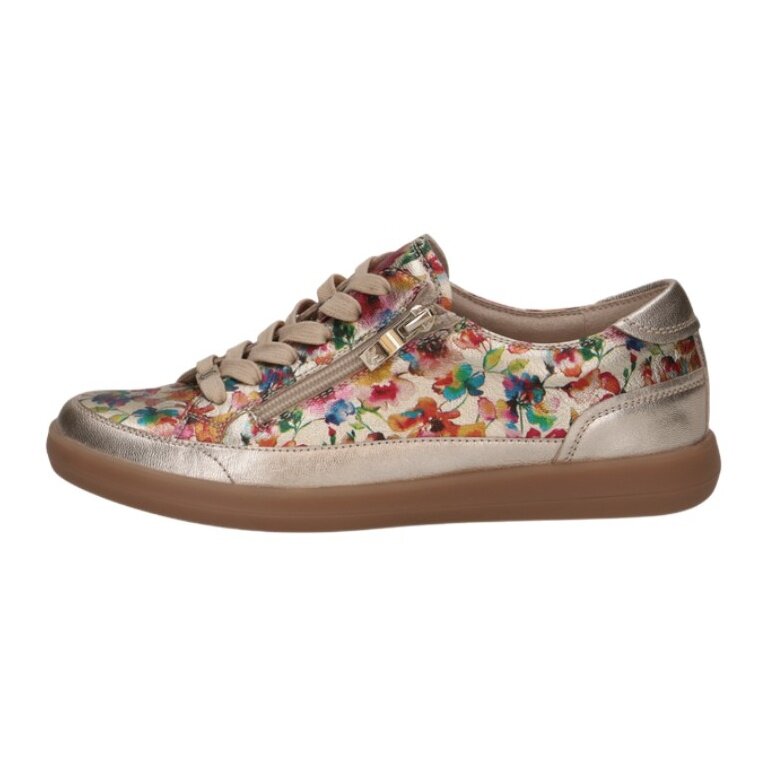 Caprice Sneaker 23759 (leather, with side zip) gold/flower ladies