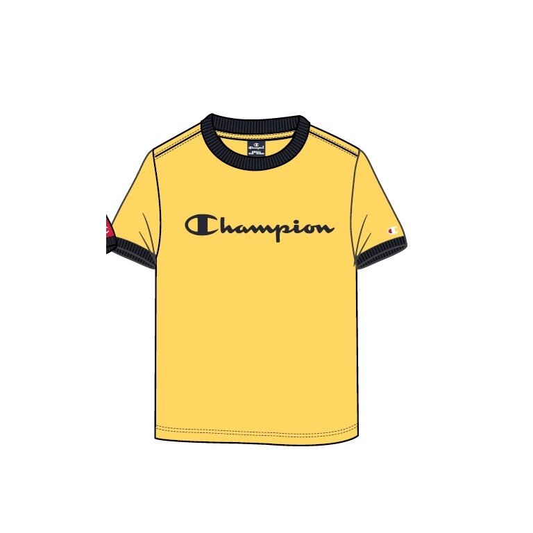 Champion Leisure T-shirt (Cotton) Crew Ringer with Logo Lettering 2023 Yellow Boys