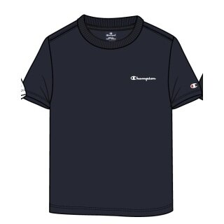 Champion Leisure T-shirt (Cotton) Crew with Small Logo Lettering 2023 Navy Blue Boys