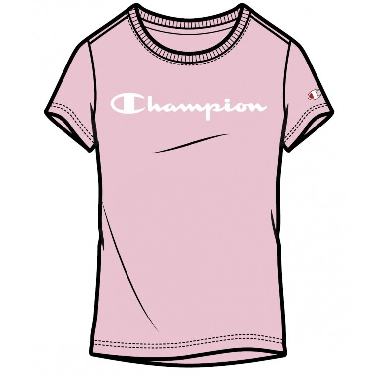 Champion Leisure T-shirt (Cotton) Classic Big Logo Lettering Pink Girls