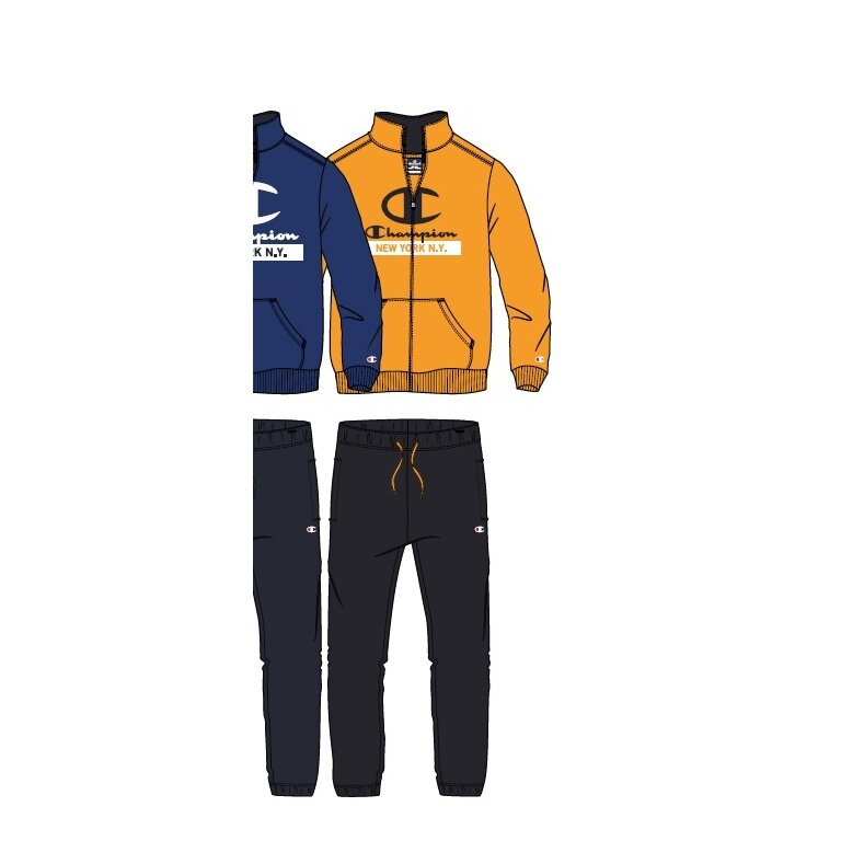 Champion Tracksuit (Jacket & Trousers made of Cotton) with New York Logo Yellow/Black Kids