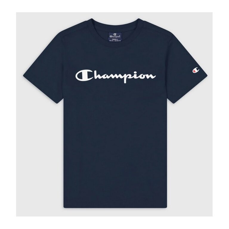 Champion Leisure T-shirt (Cotton) Crew with Logo Lettering 2023 Navy Blue Boys