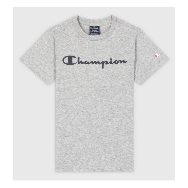 Champion Leisure T-shirt (Cotton) Crew with Logo Script 2023 Light Grey Boys