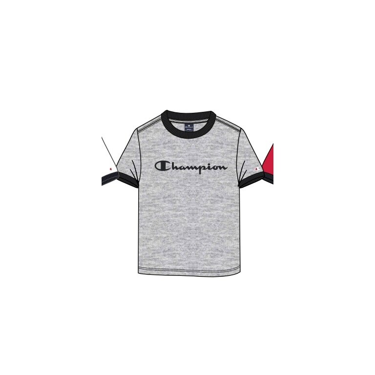 Champion Leisure T-shirt (Cotton) Crew Ringer with Logo Script 2023 Light Grey Boys