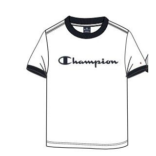 Champion Leisure T-shirt (Cotton) Crew Ringer with Logo Print 2023 White Boys