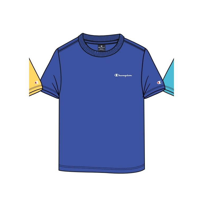 Champion Leisure T-shirt (Cotton) Crew with Small Logo Lettering 2023 Royal Blue Boys