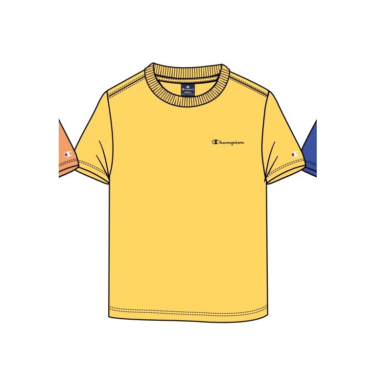 Champion Leisure T-shirt (Cotton) Crew with Small Logo Print 2023 Yellow Boys
