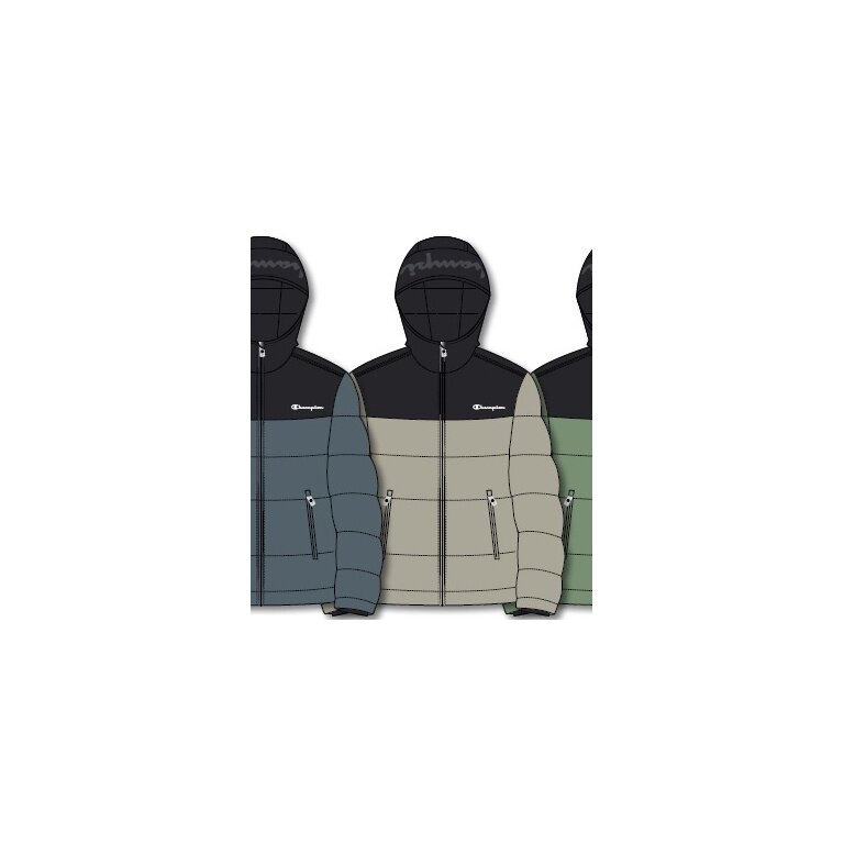 Champion Winter Jacket with Hood (Functional Padding, Small Logo Lettering) Beige/Black Men