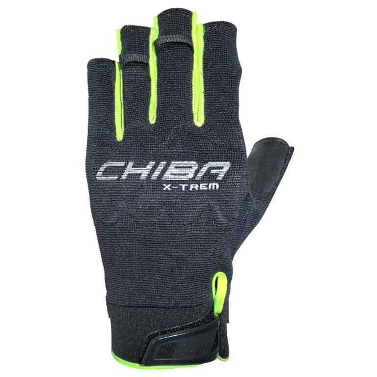 Chiba Climbing Gloves Via Ferrata X-Trem (Quickpull Removal Aid, made of Nappa Leather) black/neon yellow - 1 Pair