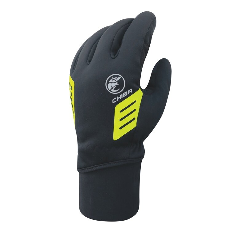 Chiba Winter Cycling Gloves Ice (Upper hand made of windproof softshell) black/yellow - 1 pair