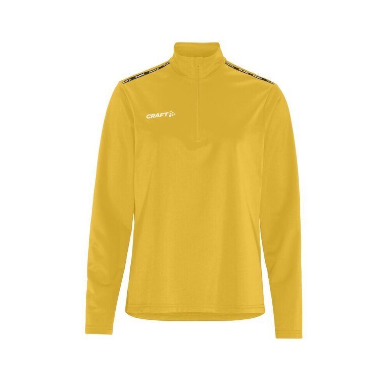 Craft Sport Long Sleeve Shirt Squad Go Halfzip (Stand-up Collar, 100% Recycled Polyester) Yellow Ladies