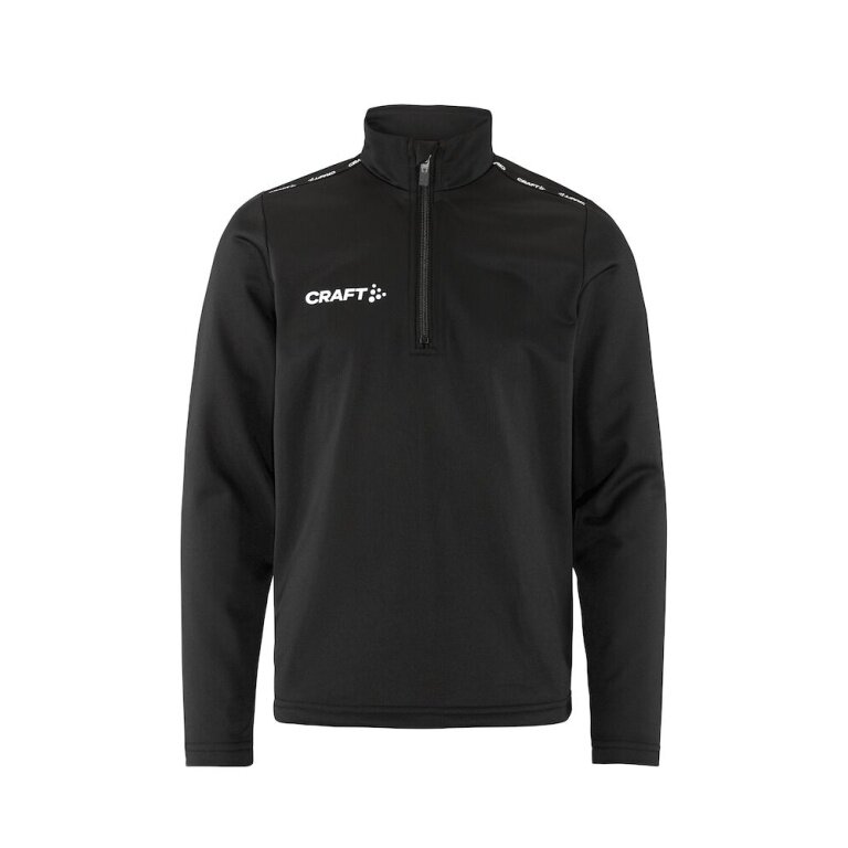 Craft Sport Long Sleeve Shirt Squad Go Halfzip (Stand-up Collar, 100% Recycled Polyester) Black Kids