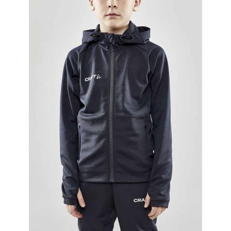 Craft Training Jacket Evolve Hood - durable mid-layer hooded jacket made of stretch material - asphalt grey children