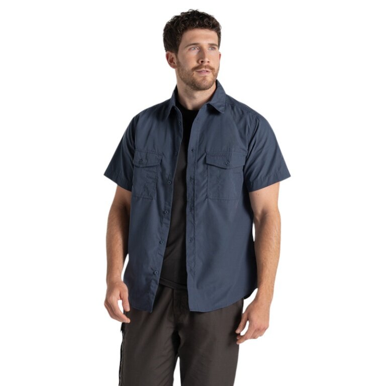 Craghoppers Short Sleeve Shirt Kiwi (UV Protection, Chest Pocket) ombre blue Men's