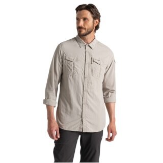 Craghoppers Long Sleeve Shirt NosiLife Adventure LS III (Chest Pocket, Lightweight) Beige/Light Grey Men's