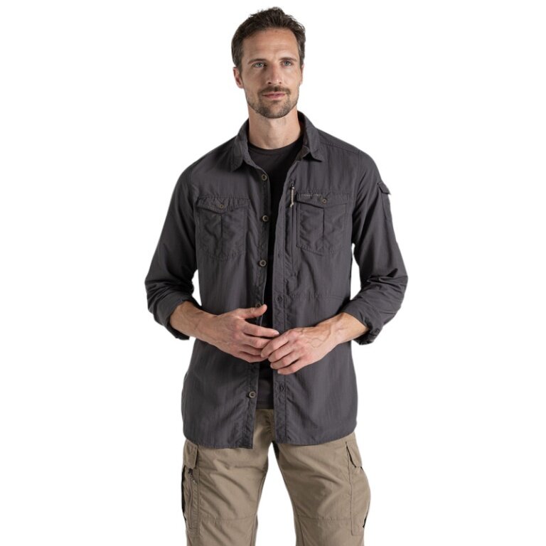Craghoppers Long Sleeve Shirt NosiLife Adventure LS III (Chest Pocket, Lightweight) Dark Grey Men's