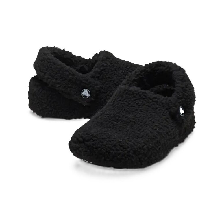 Crocs Classic Cozzzy Slippers (Faux Fur, Warm) Black Toddler - 1 Pair