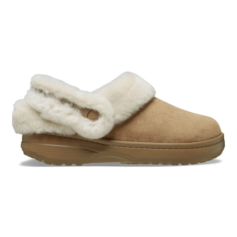 Crocs Slippers Unfurgtble Vegan Suede Clog (Sandal, Faux Suede, with Lining) Light Brown