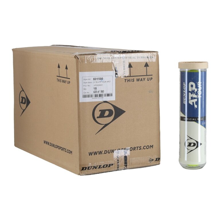 Dunlop Tennis Balls ATP Tour (official ATP Tour ball) can of 18x4 in a box