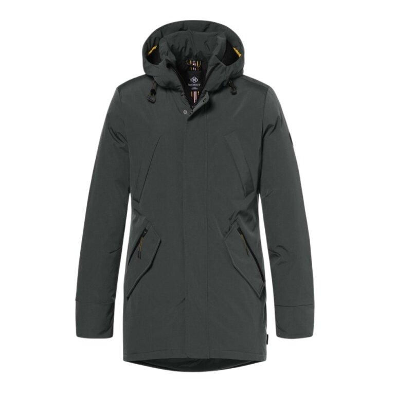 District winter jacket winter with hood (parka, windproof, warm) forest green men's