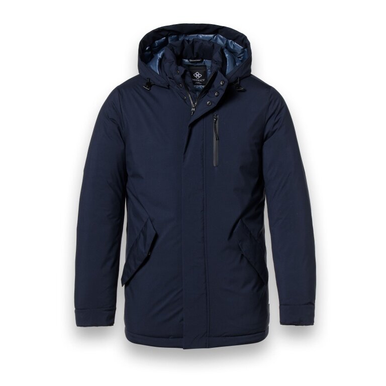 District Winter Jacket Wellington with Hood (windproof, warm) navy blue men's