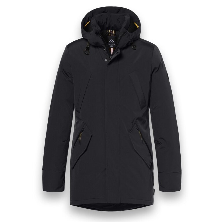 District winter jacket winter with hood (parka, windproof, warm) black men's