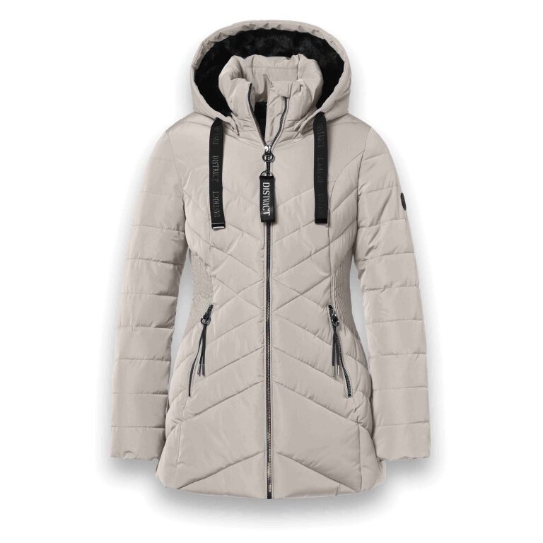 District Winter Jacket Workout with Hood (Coat, Water-Repellent) Beige Ladies