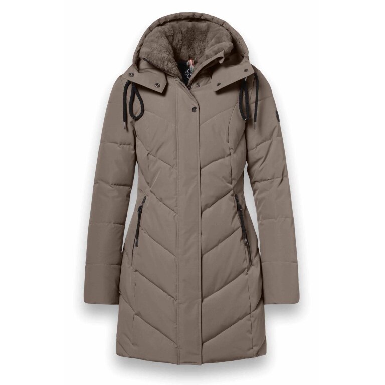 District Winter Coat Zodiac (with hood, warm, water-repellent) coffee brown ladies