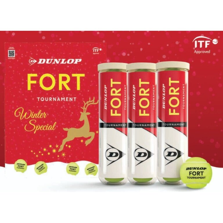 Dunlop Tennis Balls Fort Tournament XMAS Promotion Can 3x4 Pack