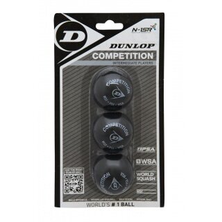 Dunlop Squashball Competition (1 Point, Speed slow) black Blister packaging - 3 balls