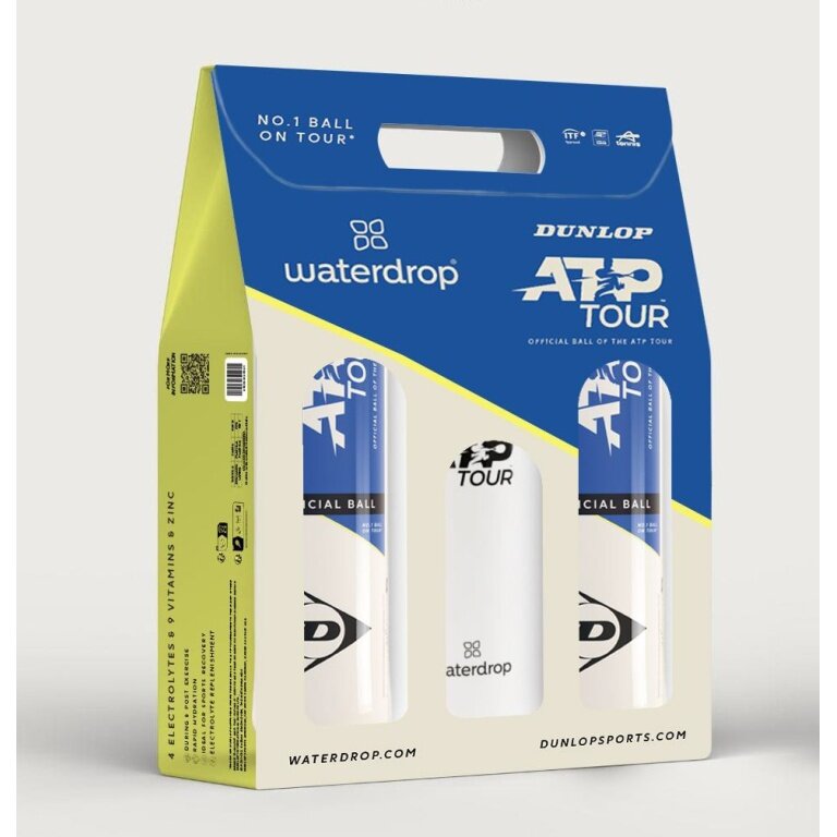 Dunlop Tennis Balls ATP Tour Waterdrop Promotion - official match ball on the ATP Tour - pack of 2x4