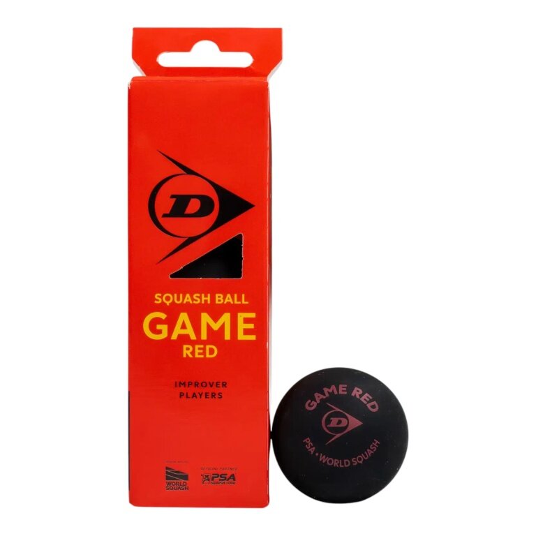 Dunlop Squash Ball Game Red (red dot, medium speed) black - 3 balls in cardboard blister