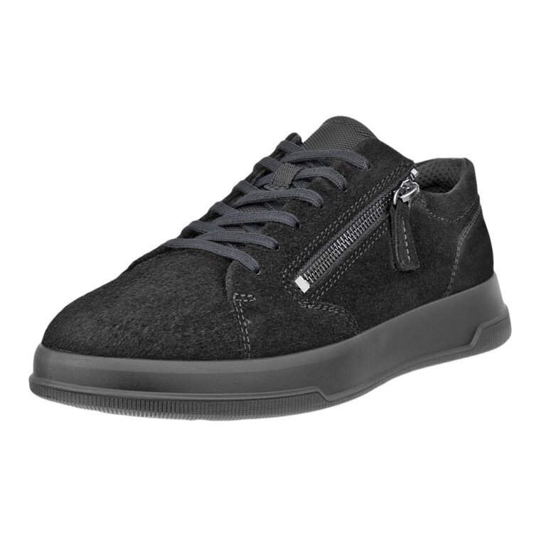 ECCO Move Zip Lace Sneakers (Premium Leather) black ladies