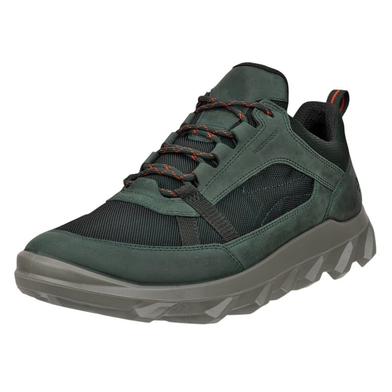 ECCO MX Low WP Walking Shoes (Nubuck Leather, Waterproof) Dark Green Men's