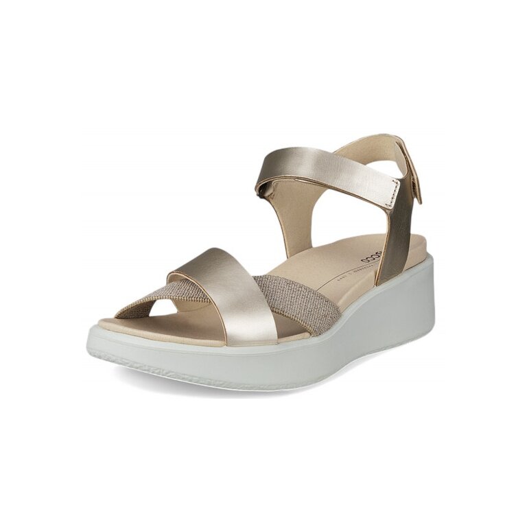 ECCO Flowt Sandal (full-grain and nubuck leather) gold/white ladies