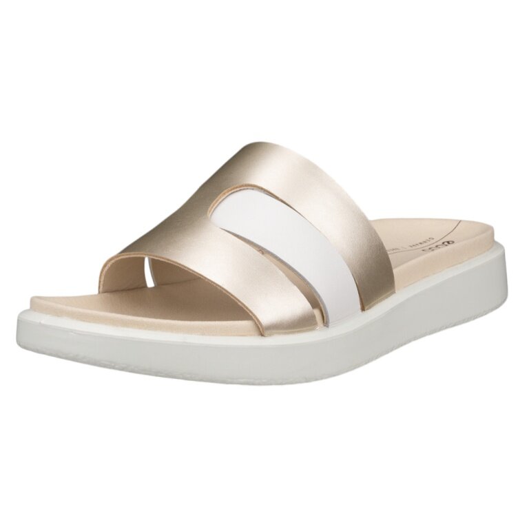 ECCO Flowt Slide Sandal (Premium Leather) gold ladies