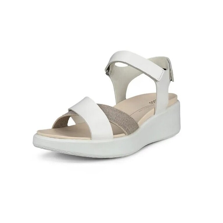 ECCO Flowt Sandal (Full Grain and Nubuck Leather) White Ladies