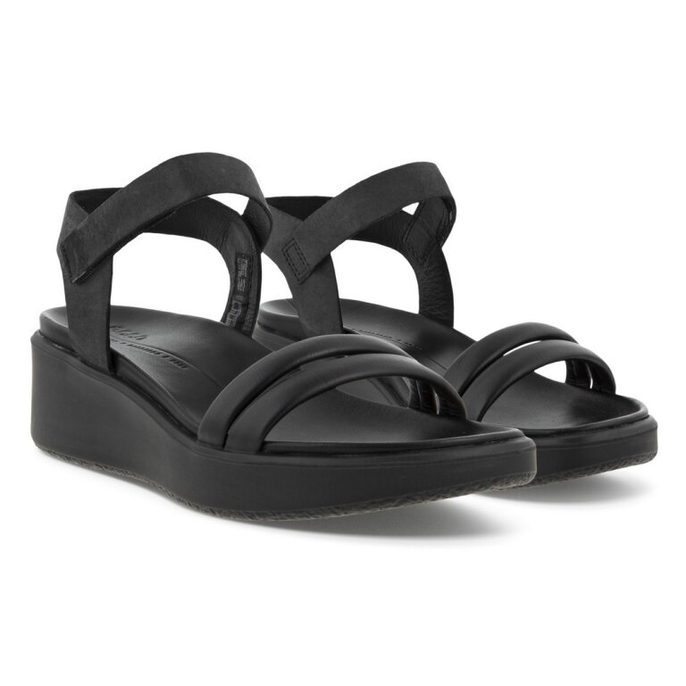 ECCO Sandal Flowt LX Wedge (Full Grain and Nubuck Leather) Black Women
