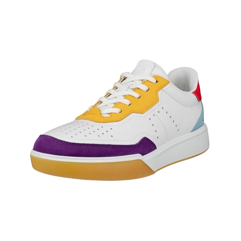 ECCO Sneaker Street Court Lea (Premium Leather) white/yellow/purple ladies