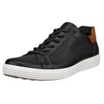ECCO Soft 7 Easy Slip Lace Sneakers (Premium Leather) black/white men's