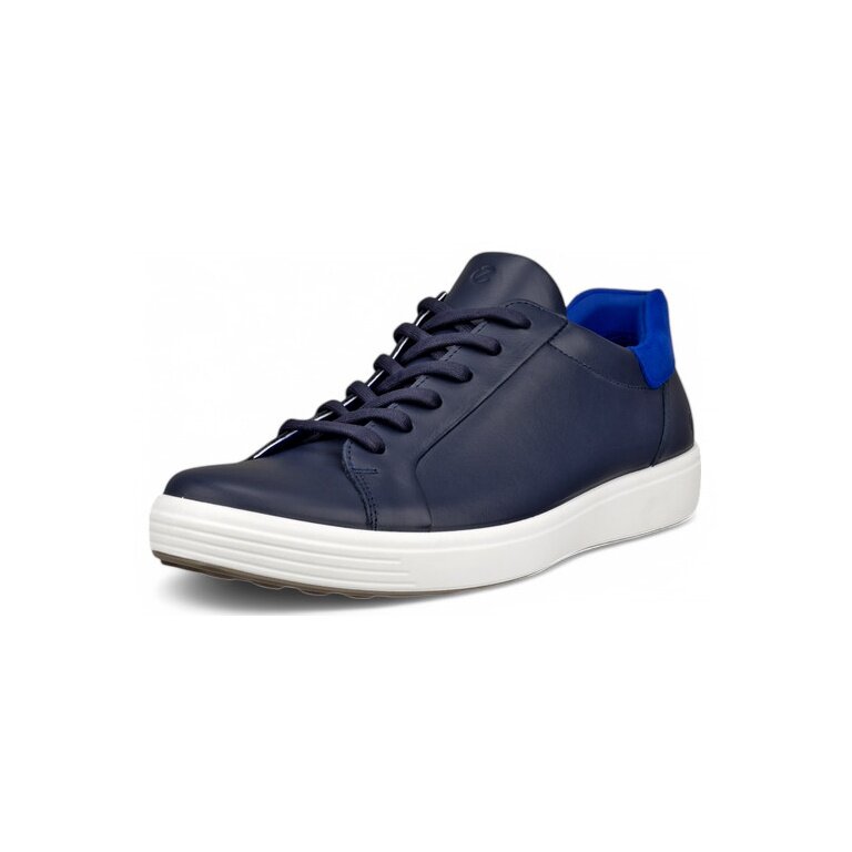 ECCO Soft 7 Easy Slip Lace Sneakers (Premium Leather) navy blue Men's