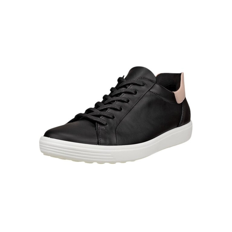 ECCO Soft 7 Easy Slip Low Sneakers (Premium Leather) black/white ladies