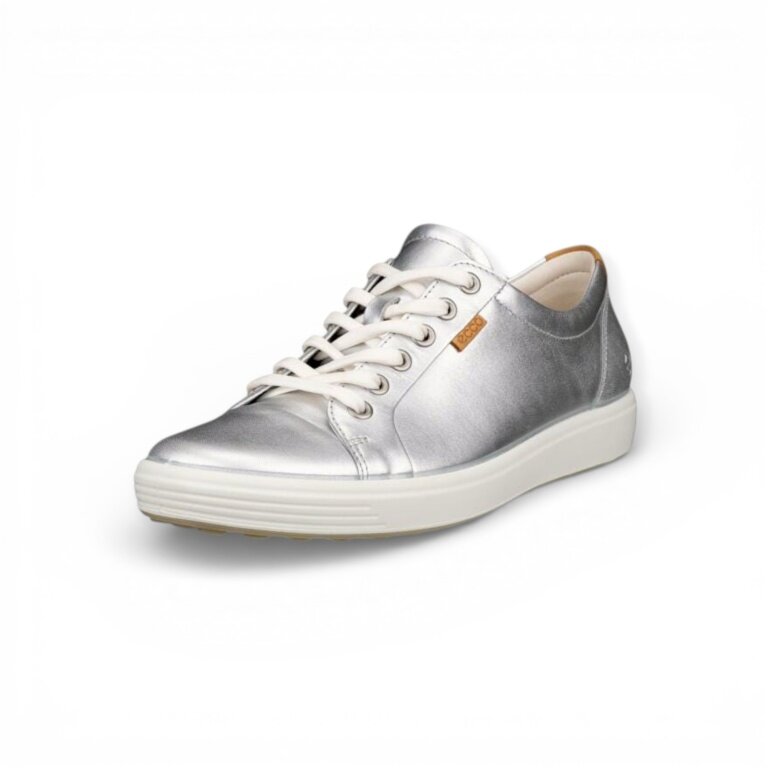 ECCO Soft 7 Sneakers (Full-grain Leather) Silver Ladies