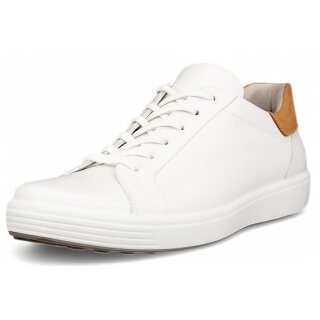 ECCO Soft 7 Easy Slip Lace Sneakers (Premium Leather) white men's