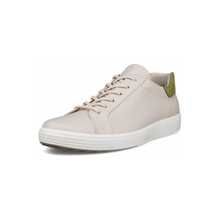 ECCO Soft 7 Easy Slip Lace Sneakers (Premium Leather) beige men's