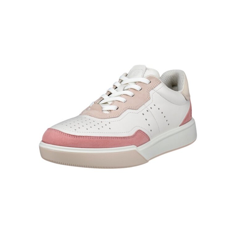 ECCO Street Court Lea Sneakers (Premium Leather) white/pink ladies