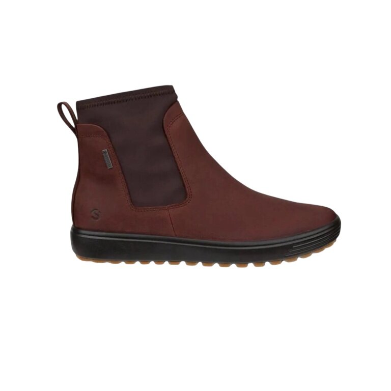 ECCO Soft 7 Tred Chelsea GTX Ankle Boots (Nubuck Leather, Waterproof) Burgundy/Chocolate Ladies