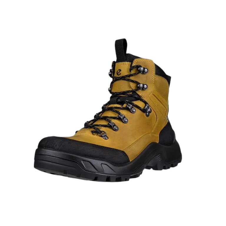 ECCO Offroad Mid Hiking Shoes (Nubuck Leather, Waterproof) yellow/black men's